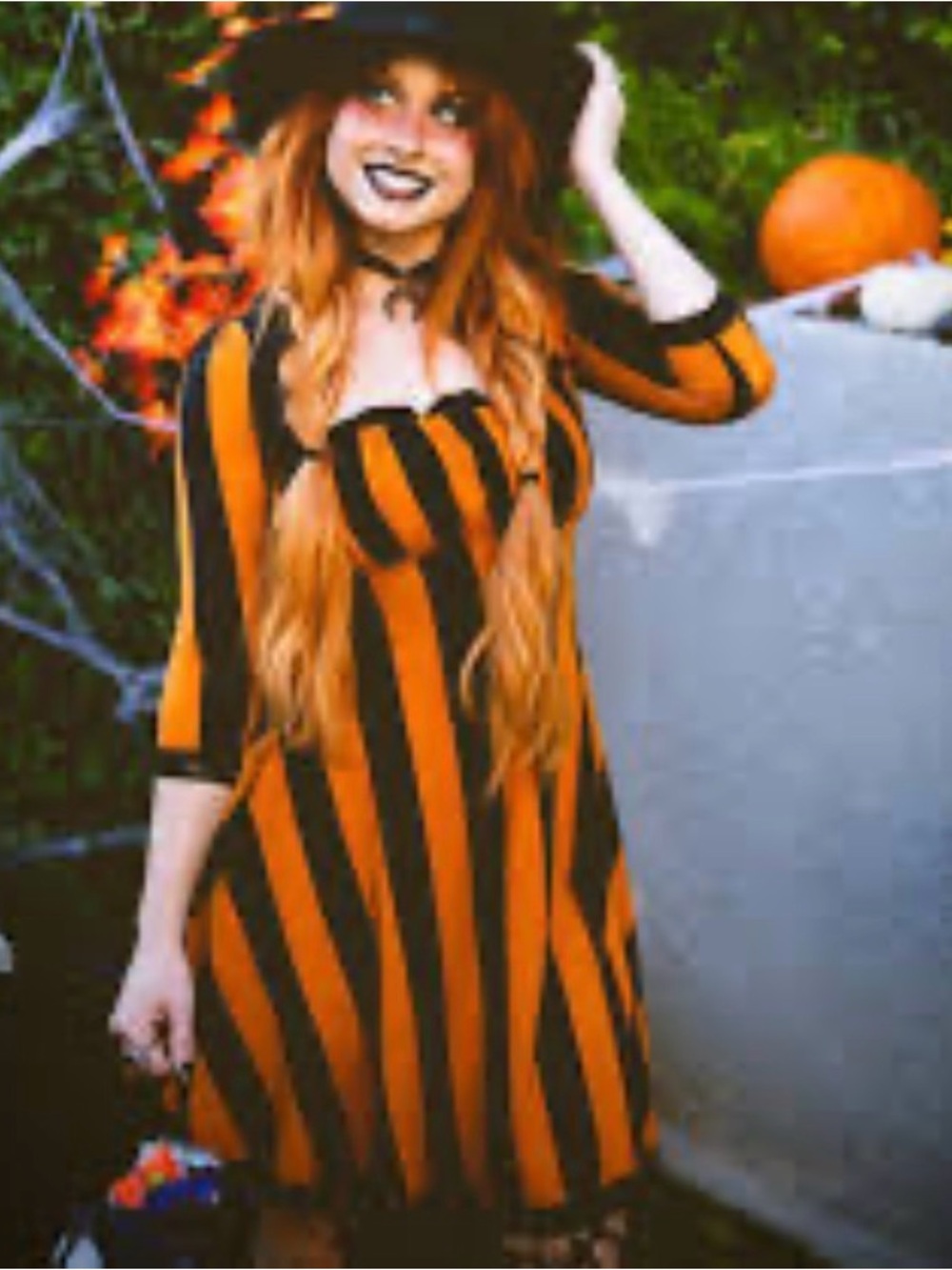 Wax Poetic Wednesday Orange and Black Striped Dress